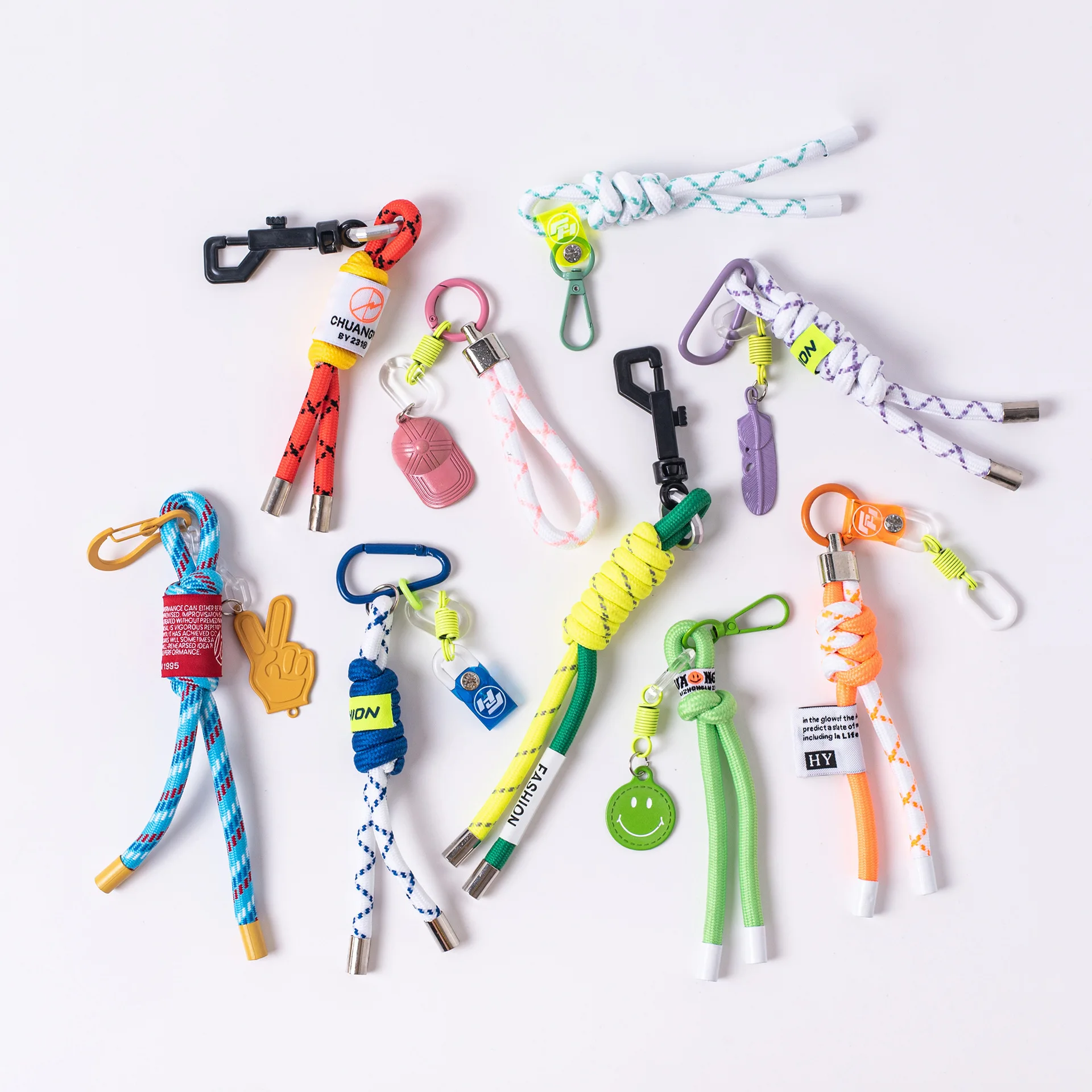 Цветной веревочный брелок с узлом полиэстер подвесной для мобильного телефона