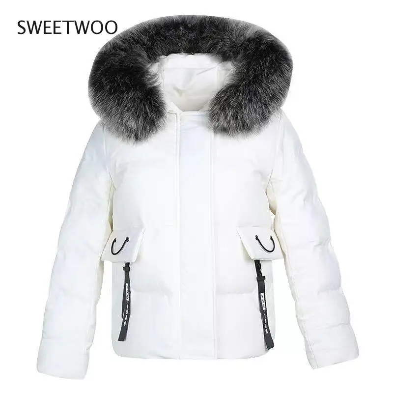2020 New Winter Jacket Women Parka Coat Fur Collar Hooded Jackets Cotton Padded Parkas Thick Short Coat Female Outwear Tide Slim