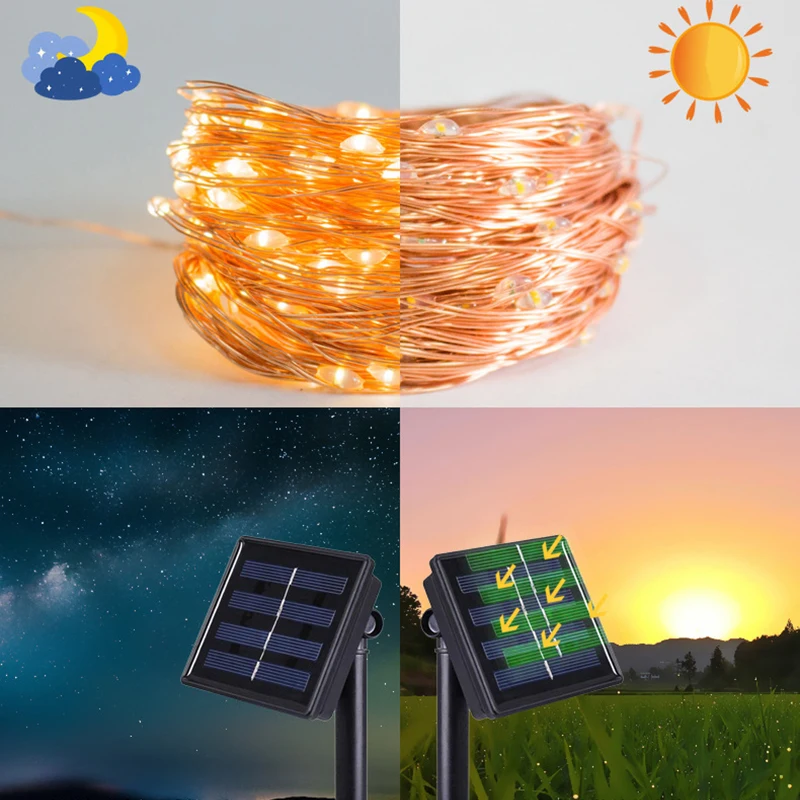 

Уличная светодиодная гирлянда на солнечной батарее, освещение для лагеря, сказосветильник Светодиодная лента, сасветильник вый садовый св...