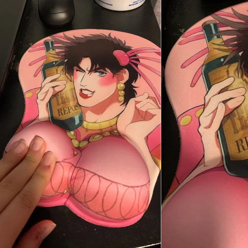 pinktortoise jojo joseph joestar anime 3d wrist rest mouse pad mat pink jo jo bizarre adventure mousepad for laptop pc free global shipping