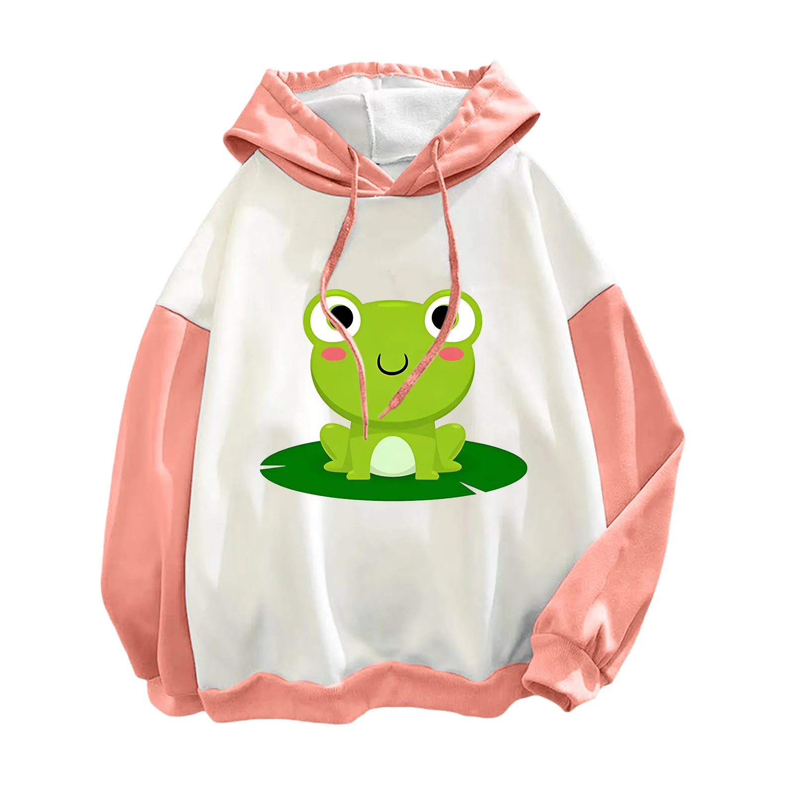 

Women Casual Sweatshirt Hoodie Long Sleeve Colorblock Pullover Autumn Hooded Sweatshirt