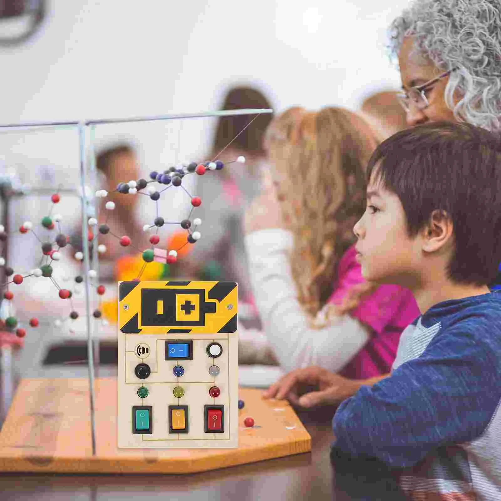 

Board Busy Toy Light Switch Toys Sensory Children Educational Wooden Baby Button Montessori Fidget Early Toddler Kids Travel