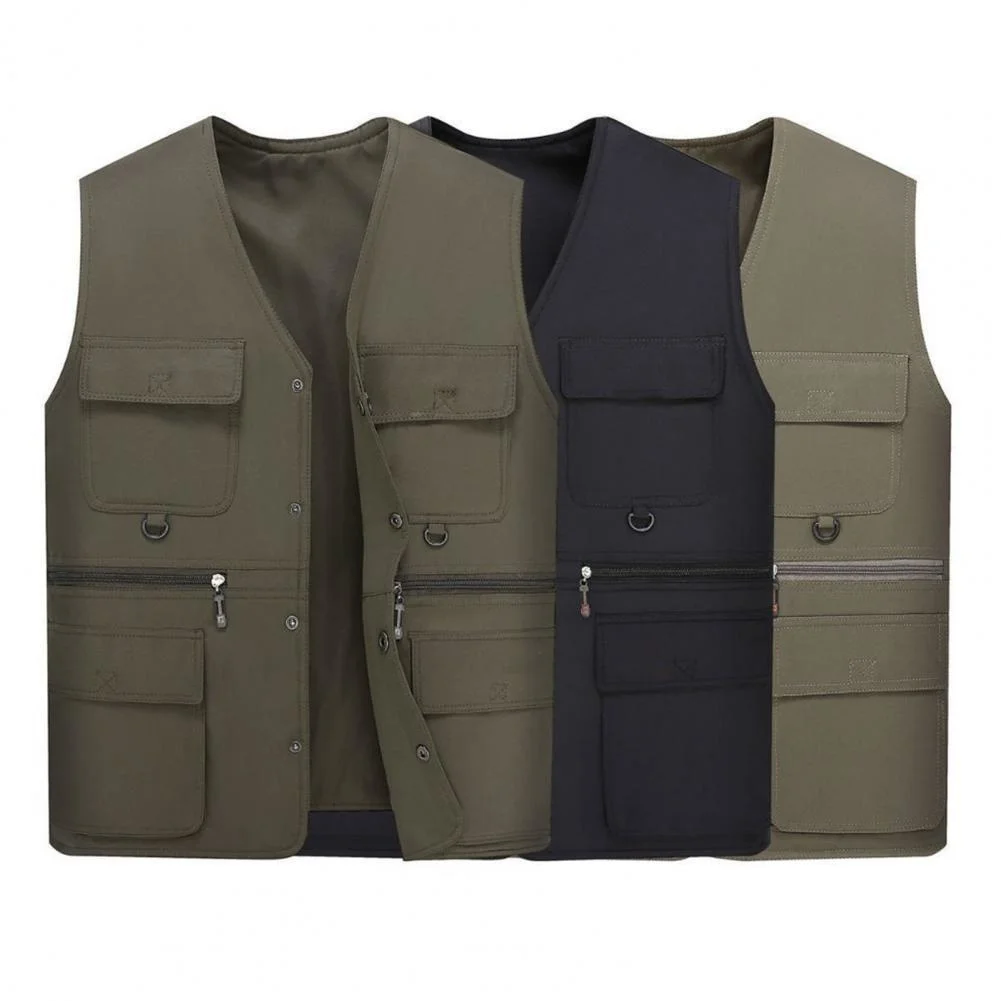 

Photograph Waistcoat Loose Plus Size Dressing Relaxed Fit Single Breasted Overall Vest Jacket Men Work Vest for Hiking