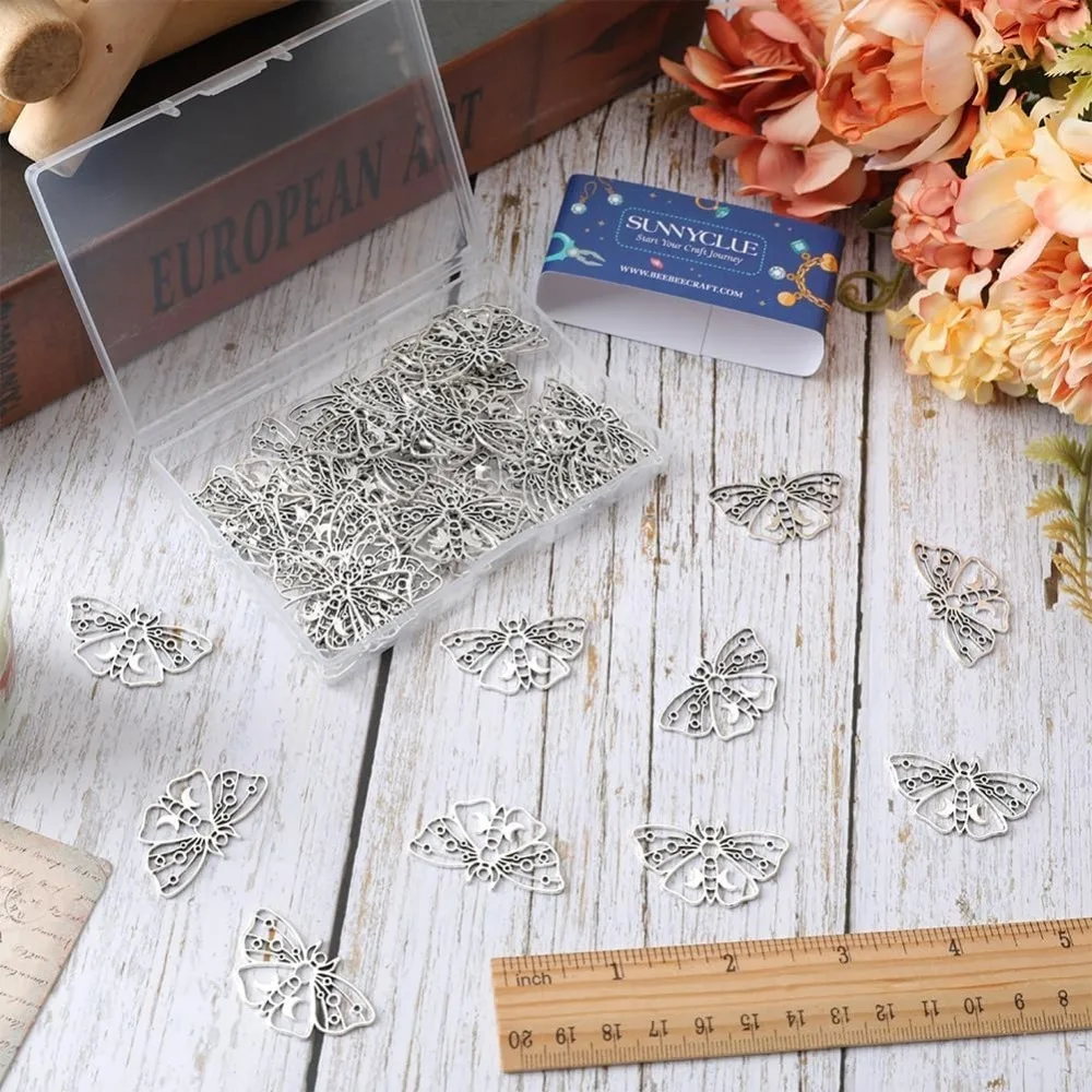 1 коробка 50 шт. подвески Луна-моль объемные серебряные готические на Хэллоуин