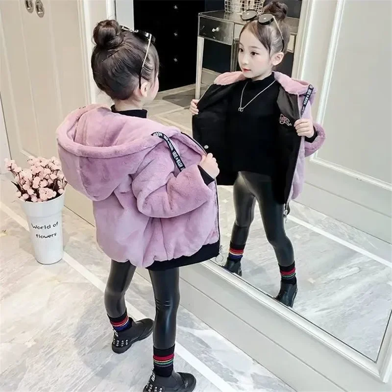 Пальто для девочек верхняя одежда оранжевая Красивая Утепленная зимняя с