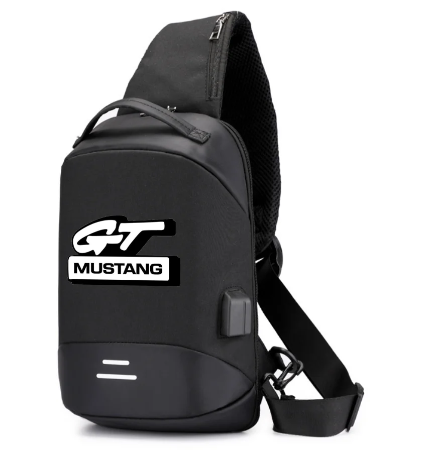 

2022 New shoulder male mustang car logo hiking backpack nylon outdoor camping trekking chest sling bag