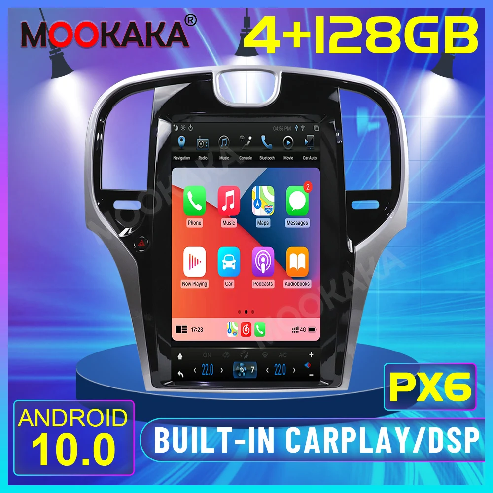 Radio Multimedia con GPS para coche, reproductor con Android 10, 128GB, pantalla de 13,3 pulgadas para Chrysler 300C 2013-2019, Carplay