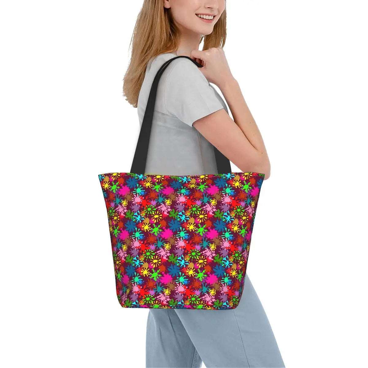 

Сумка-шоппер женская с принтом, милая цветная тканевая пляжная сумочка-тоут для работы, шоппер