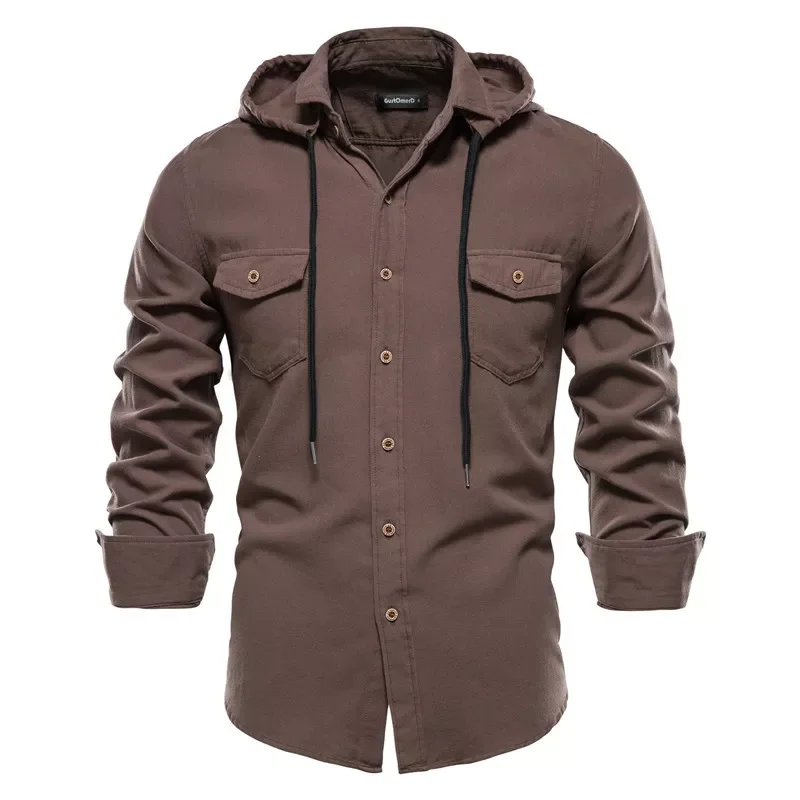 

New2022 Men's Bomber Jackets Casual Autumn Man Slim Fit Military Shirts Outdoor Long Sleeve Shirts Hooded Jackets Male Cloth
