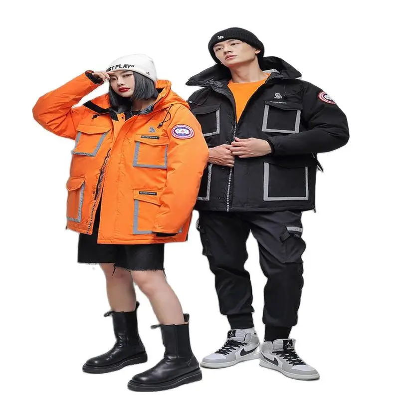 2022 Winter Tide White Eiderdown Jackets For Men And Women Handsome Fashion Loose Cotton Warm Down Jackets Cotton Coats