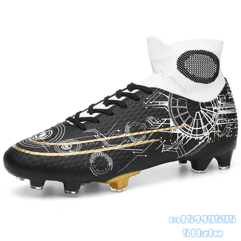 

Футбольные бутсы для мужчин, подростков, взрослые, профессиональные, с высоким вырезом, с принтом звездного неба, двухцветная футбольная обувь Krampon