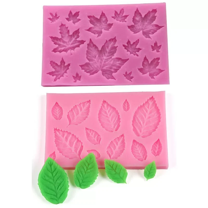 

3D Chocolate Fondant Mold Random Color Multipurpose Silicone Leaf/Maple Leaf DIY Baking Tool Cake Decoratin