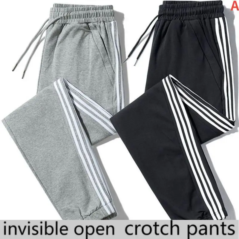 Open-Crotch Pants Casual Pants Men's Slim-Fit Harem Pants Fashionable Trousers with Double-Headed Invisible Zipper Sex Free