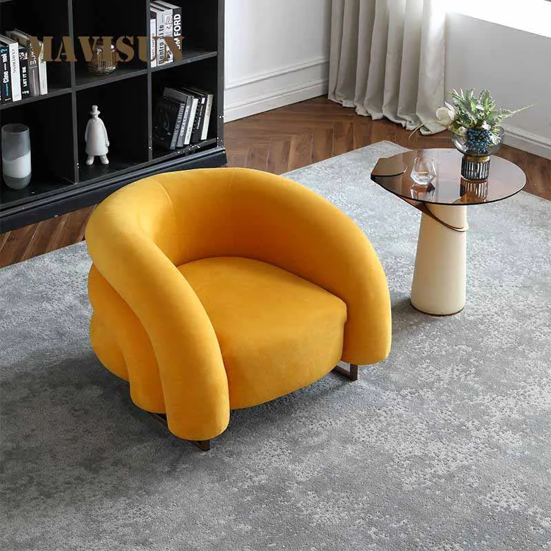 

Modern New Single Postmodern Sofa Chairs Light Luxury Hotel Waiting Chairs Designer Personality Creative Flannel Chaise Lounges