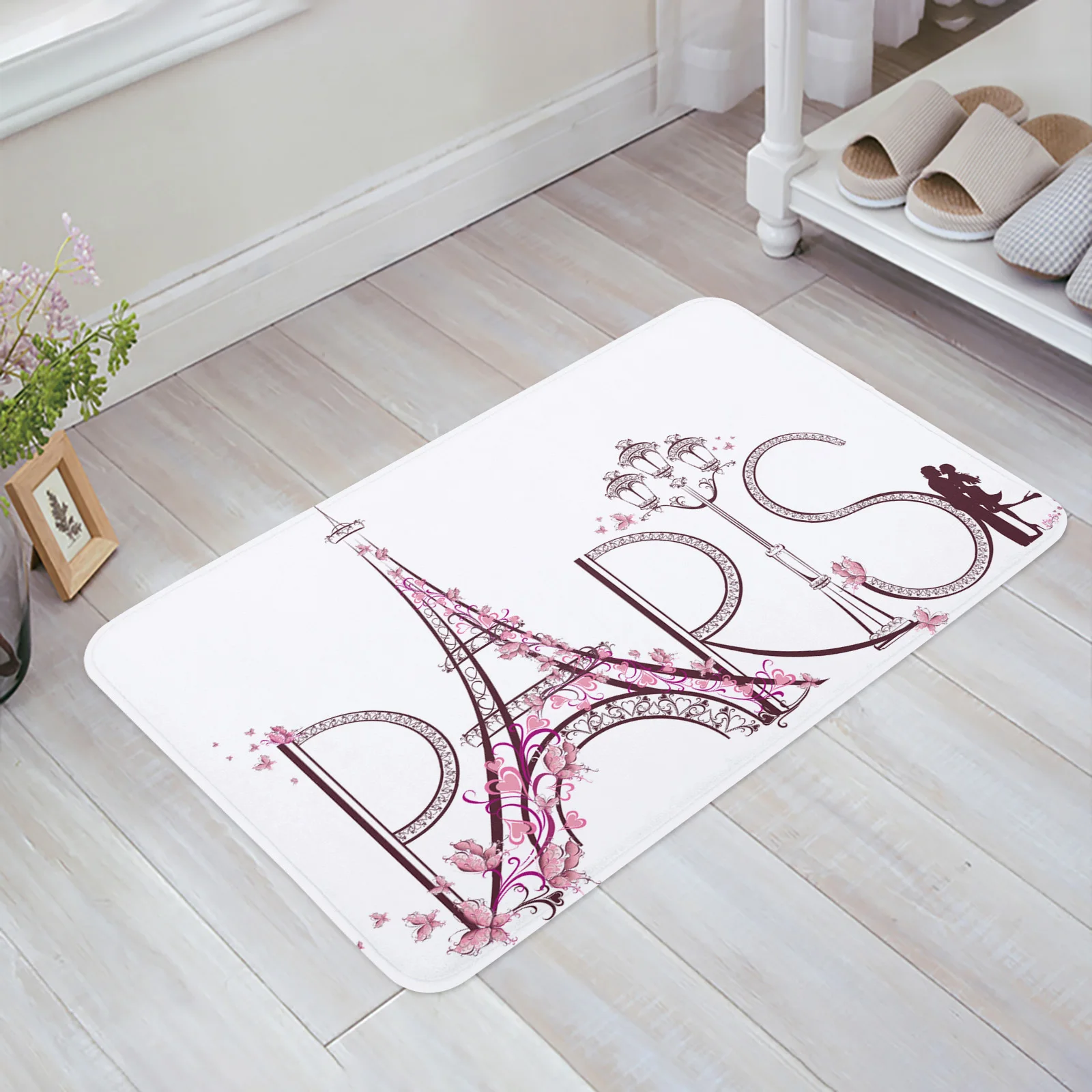 

Франция, Париж, Эйфелева башня, розовый белый кухонный Придверный коврик, напольный ковер для спальни и ванной, домашний ковер, дверной ковр...