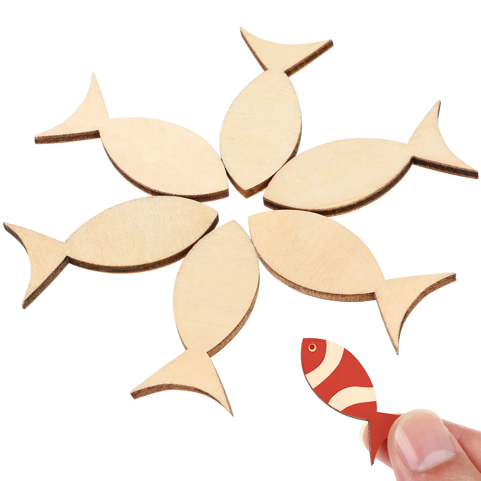 

100 Pcs Wooden Tags Solid Fish Ship Ornaments Unfinished Slices Pieces Crafts 0.2X1.9X4CM Gift Chip