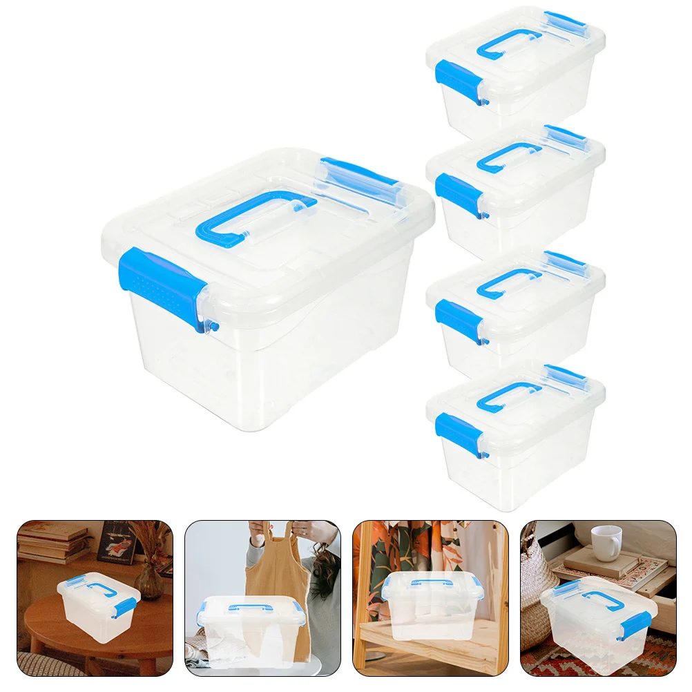 

5 Pcs Portable Storage Box Multi-Functional Desktop Management Organizer Abs Container Office Tote Bins Lid