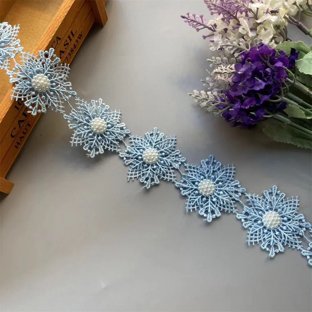 20X синий жемчуг цветок ручной работы вышитые бисером кружева бабочка Снеговик