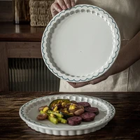 1pc 7 9 inches ceramic dessert plates household small dinner plate round for fruit tart making
