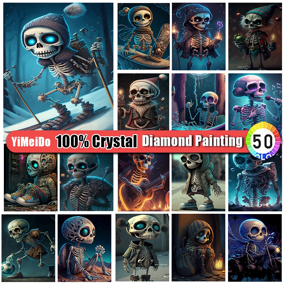 

YiMeiDo 100% Алмазная вышивка с кристаллами мультяшное искусство 5D алмазная живопись Череп Diy Стразы наборы для вышивки крестиком домашний декор