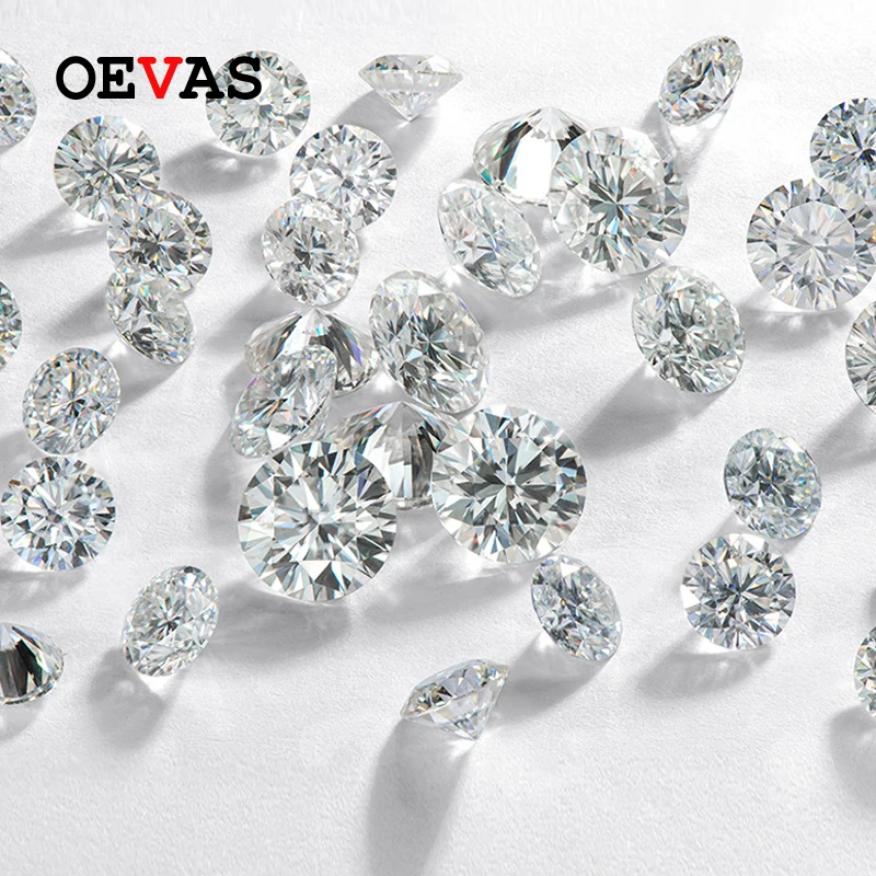 OEVAS Sparkling Real D Color 0.5 Carat 5mm Moissanite For Rings Earrings Pendant Bracelet Wholseale DIY Jewelry