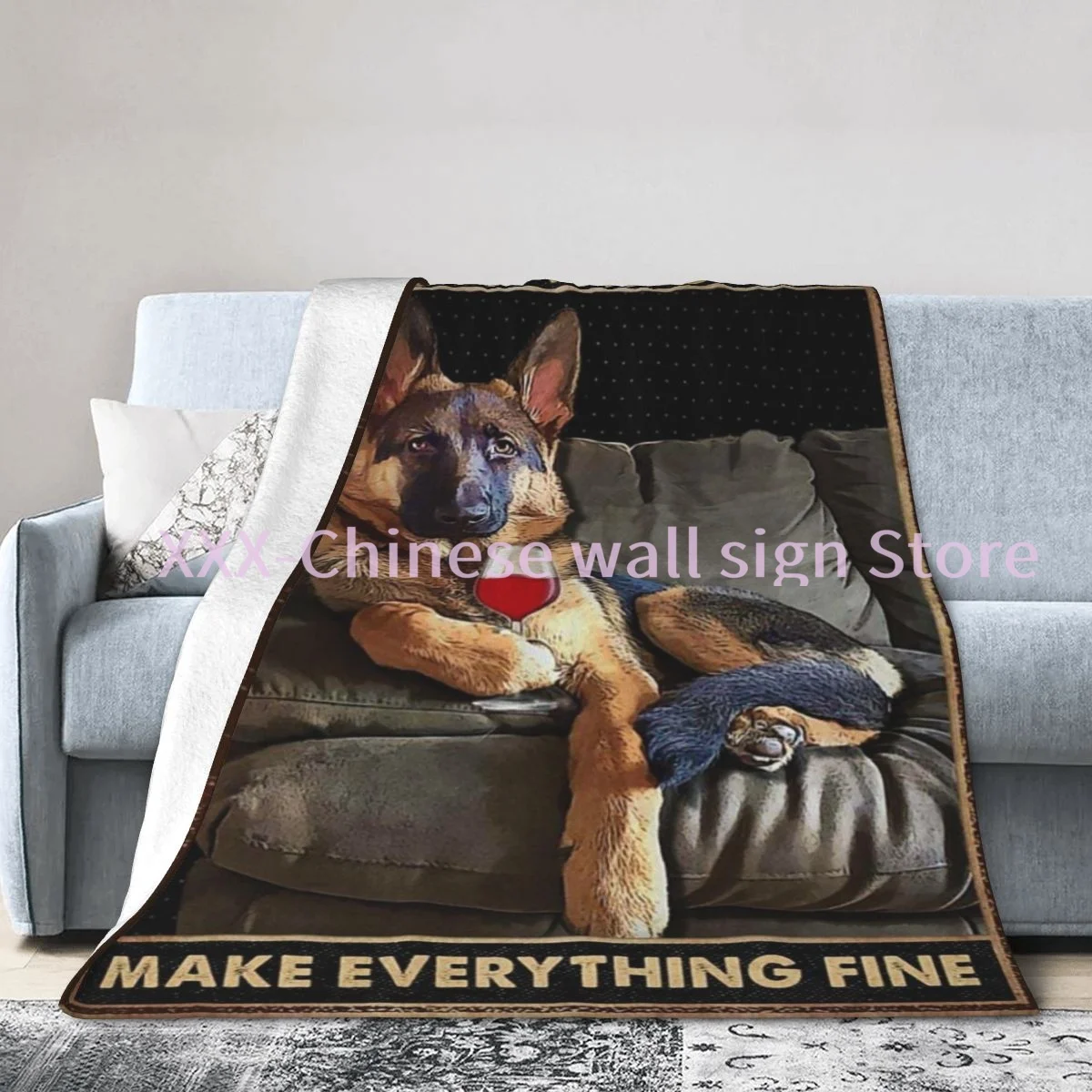 

Dog German Shepherd and Vintage Makes All Good Vintage Shabby High Quality Throw Blanket Bedding 3D Printed Soft Micro-Fleece