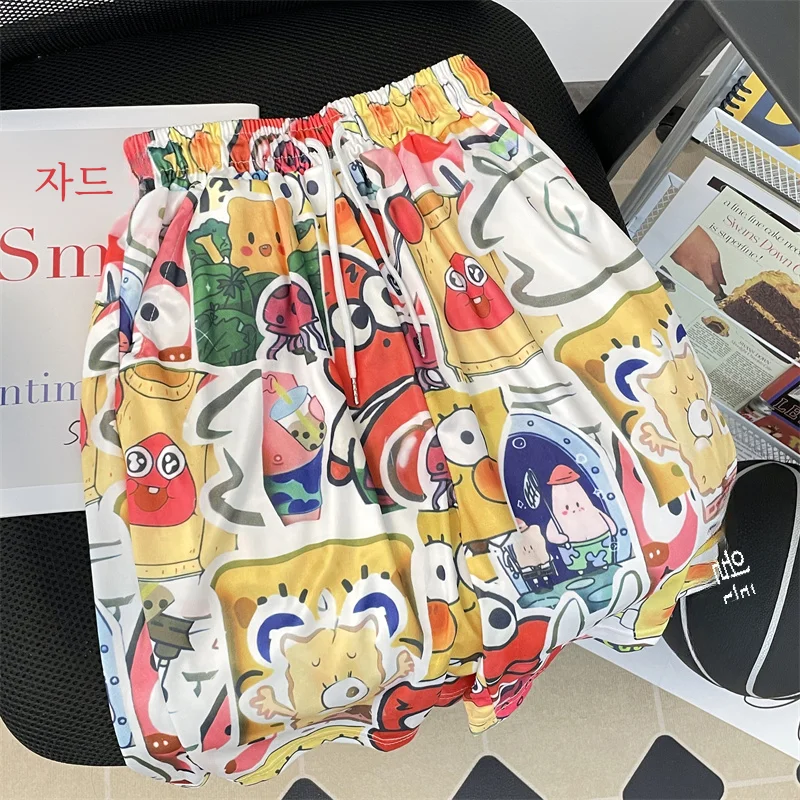 Шорты мужские с цветочным принтом тонкие Пляжные штаны из вискозы свободные