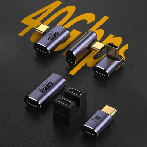 Адаптер с прямым углом USB C U-образный Прямой Угловой адаптер Type C на Type C 40 Гбит/с адаптер для быстрой передачи данных конвертер Зарядные адаптеры