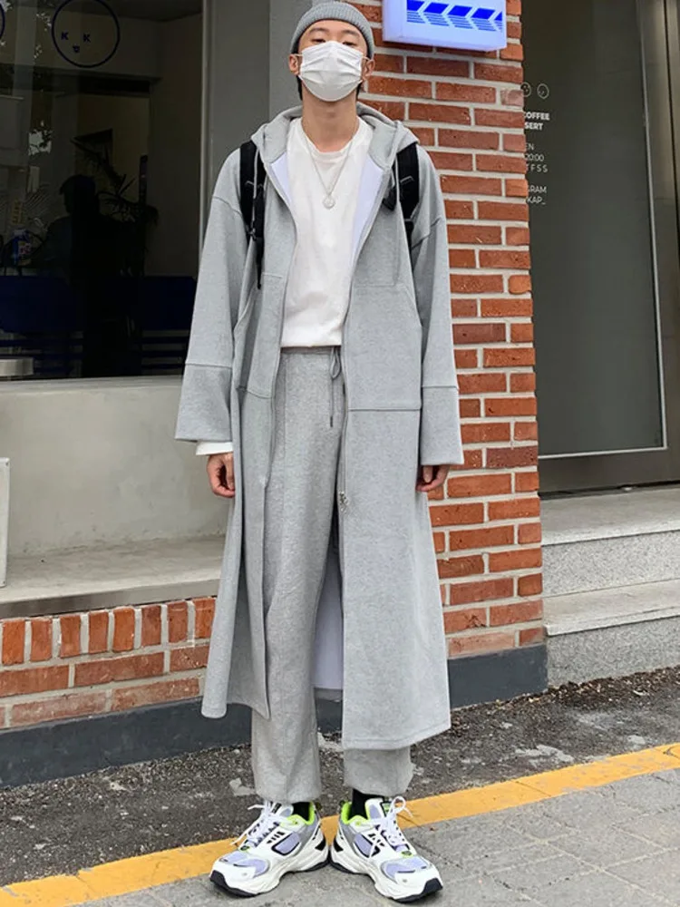 

SYUHGFA Men Clothing 2022 Autumn Hoodie Long Sweatshirt Fashion Loose Korea Streetwear Solid Color Hooded Sweatshirts Tops