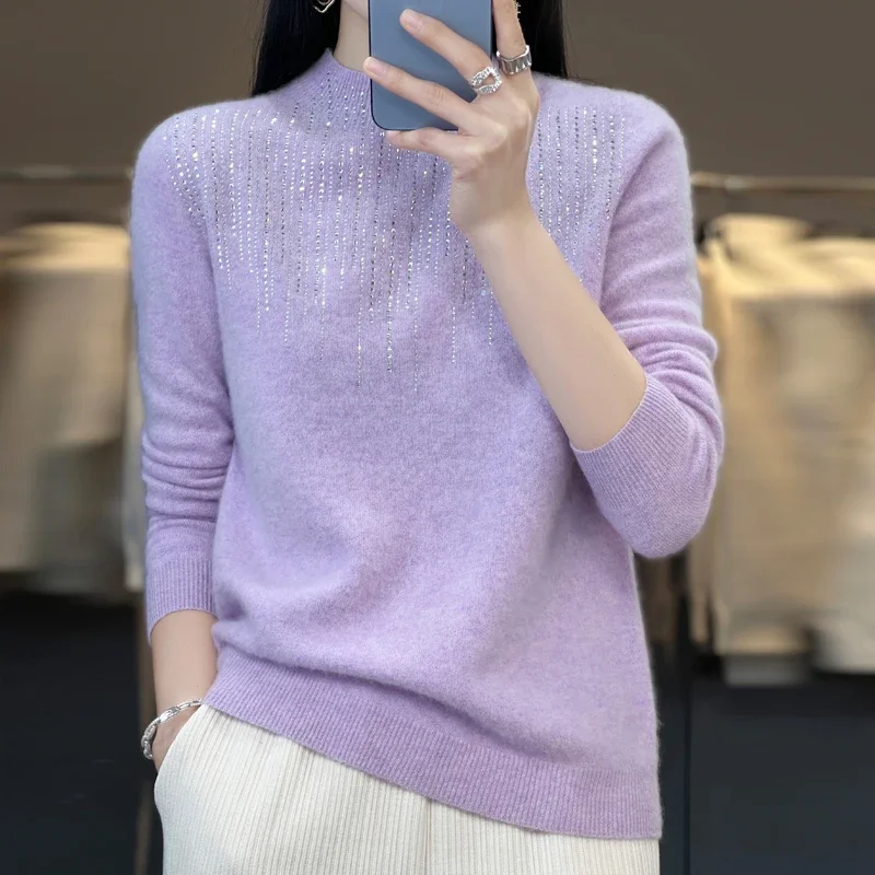 Высококачественный свитер из чистой шерсти женский зимний свободный