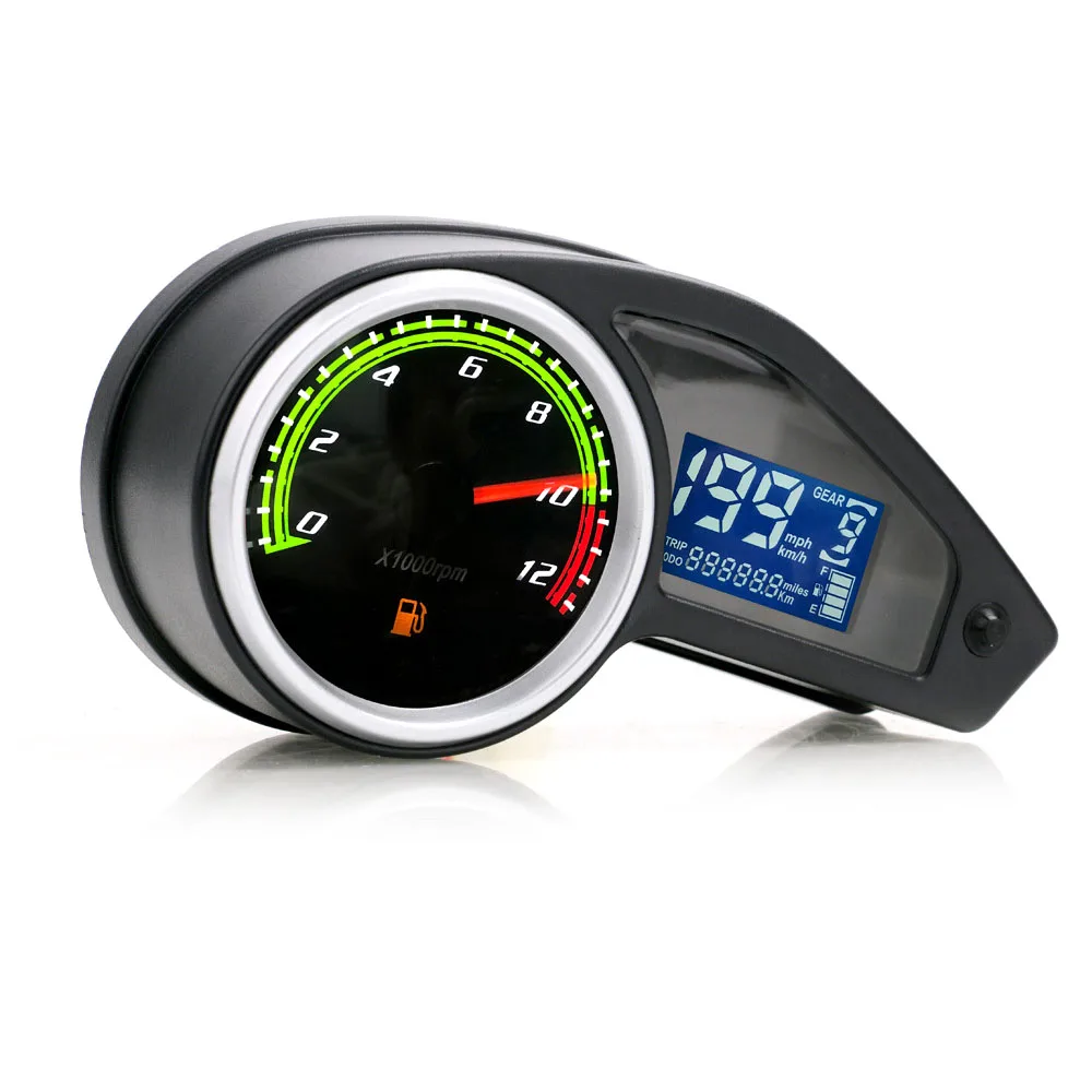 

Motorcycle Speedmeter LCD Digital Odometer Gauge Tachometer Meter Fuel Dial Universal Modified Accessory with Sensor