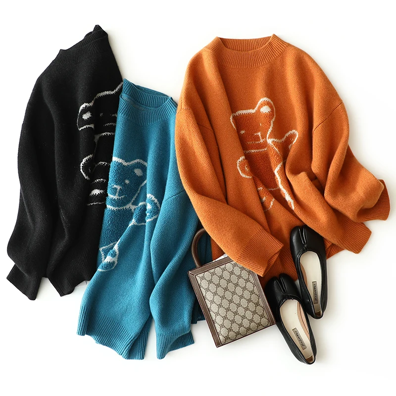 Masigoch зимний шикарный трикотаж с медведем 7gg двойной толстый роскошный вязаный