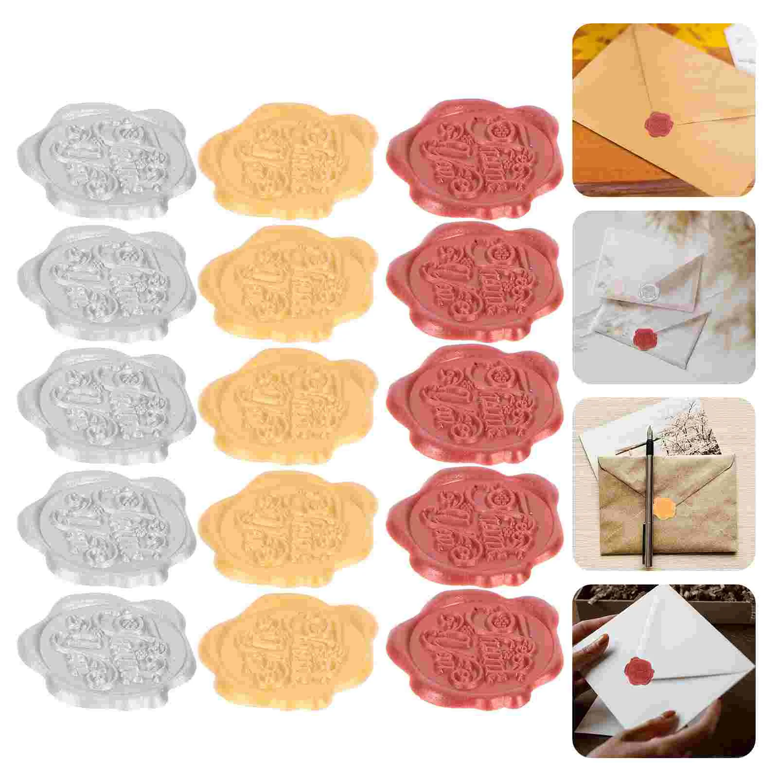 

15pcs Delicate Envelope Sealing Stickers Thank You Pattern Wax Seal Stickers Invitation Decor