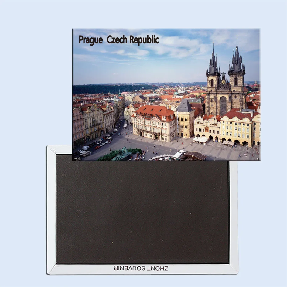 Дорожные магниты для холодильника 78*54 мм городская площадь и церковь тайна Прага
