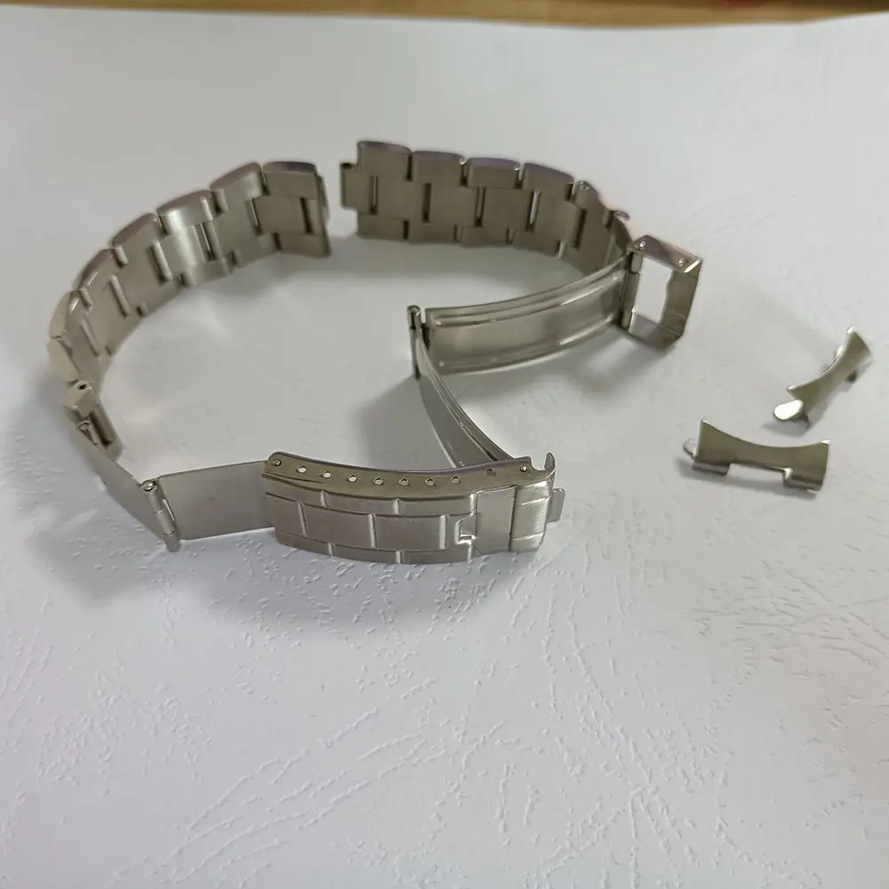 Watch Accessories 20mm Brushed Polish Stainless Steel Oyster Watch Band Curved End Strap Fit For RLX Watch