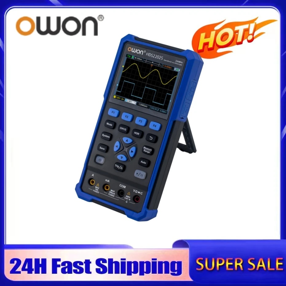 

OWON HDS2102S HDS2202S Handheld Digital Oscilloscope 100MHz Bandwidth 500MS/s 2CH + 1CH Generator Multimeter osciloscopio