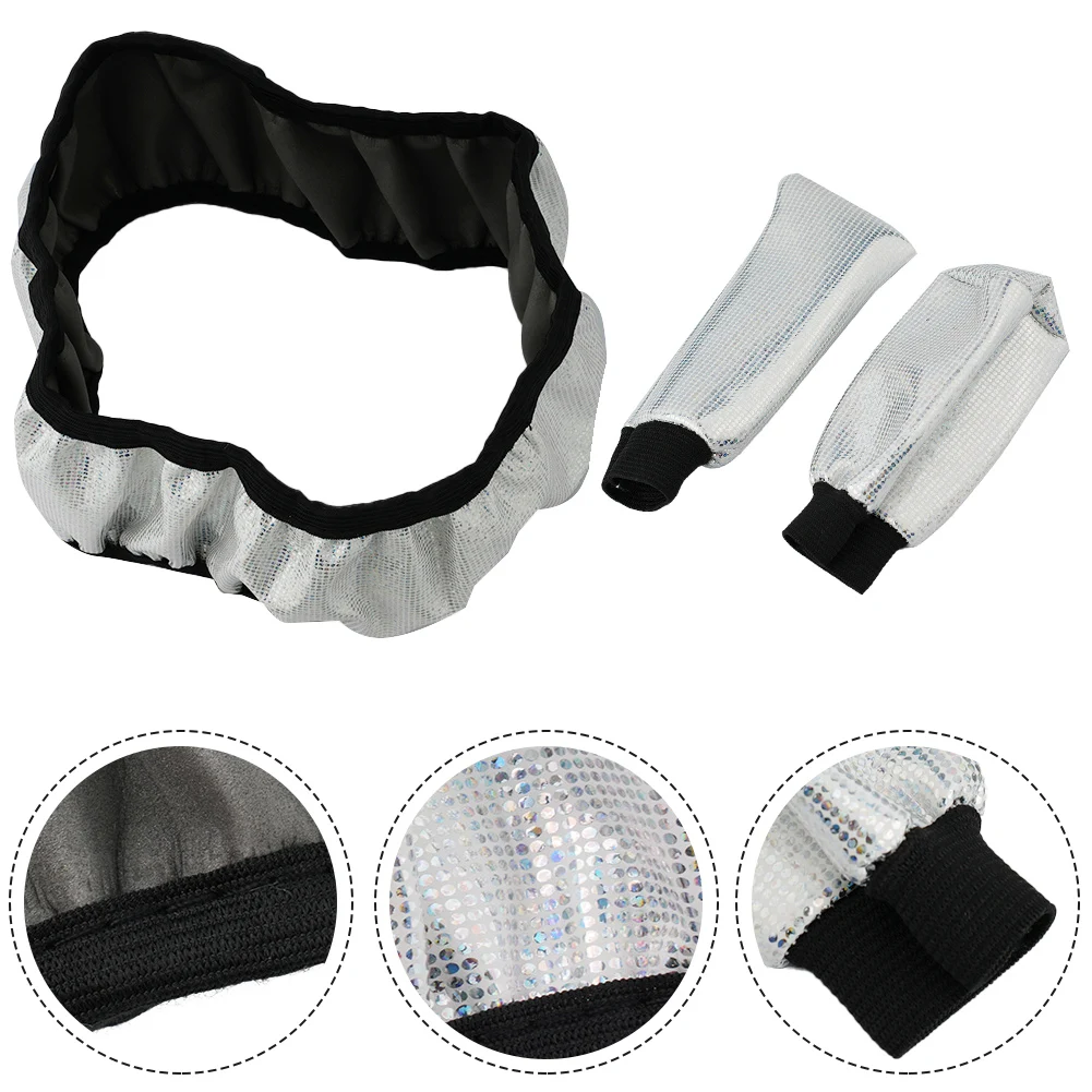 

3PCS Car Steering Wheel Cover White Bling Glitter Handbrake Gear Cover Auto Interior Accessories Four Seasons Universal
