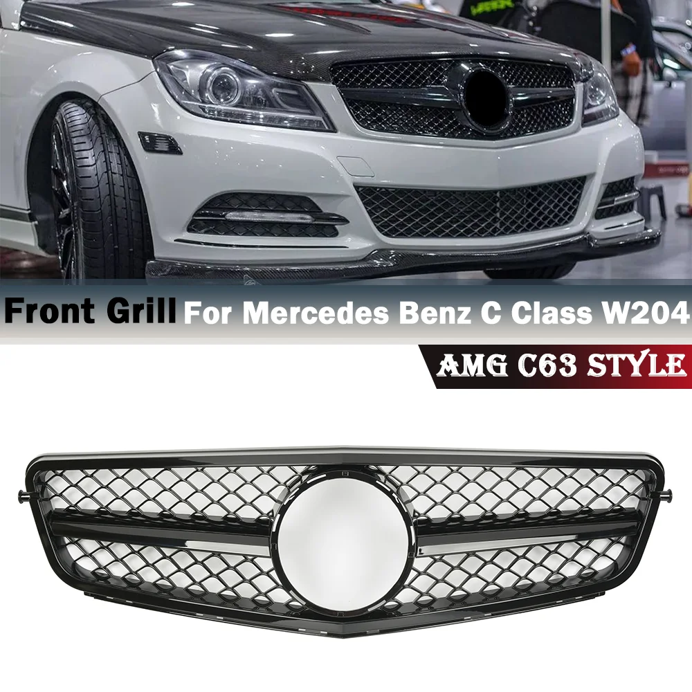 

W204 AMG C63 стиль решетка глянцевый черный Передний Бампер решетка для Mercedes Benz C-Class W204 C180 C200 C300 2008-2014
