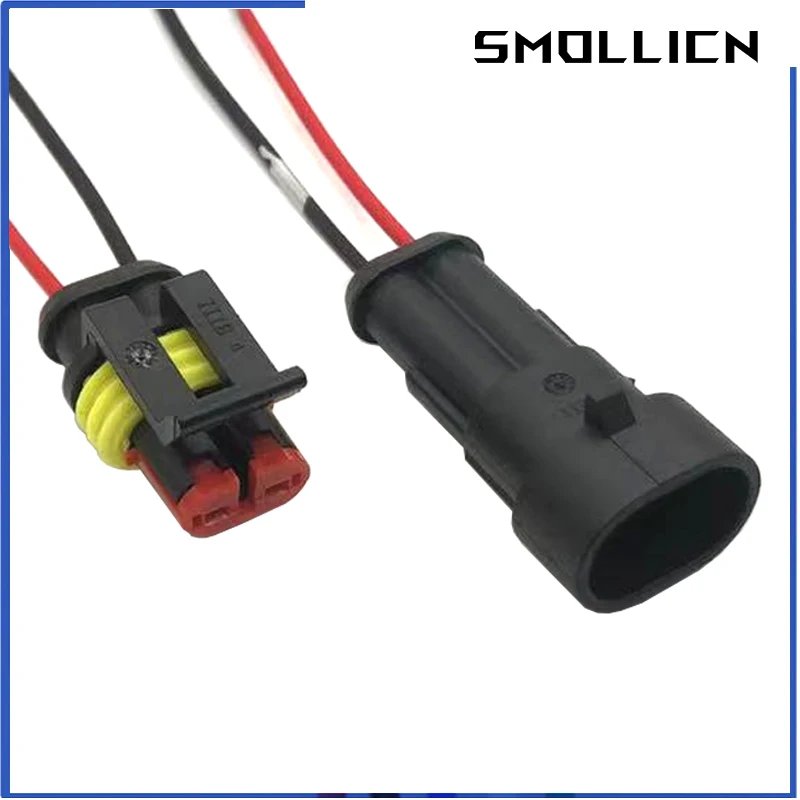 

2 Pin Male Female AMP Super Seal Waterproof Electrical Automotive Connector Plug For Car 282104-1 282080-1 With 15cm 18AWG Wire