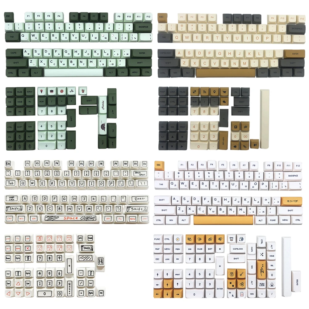 

125 клавиш XDA PBT, колпачки для клавиш, высокопрофильная Персонализированная Английская, русская, Японская Клавиатура, механическая клавиатура для переключателя Cherry MX