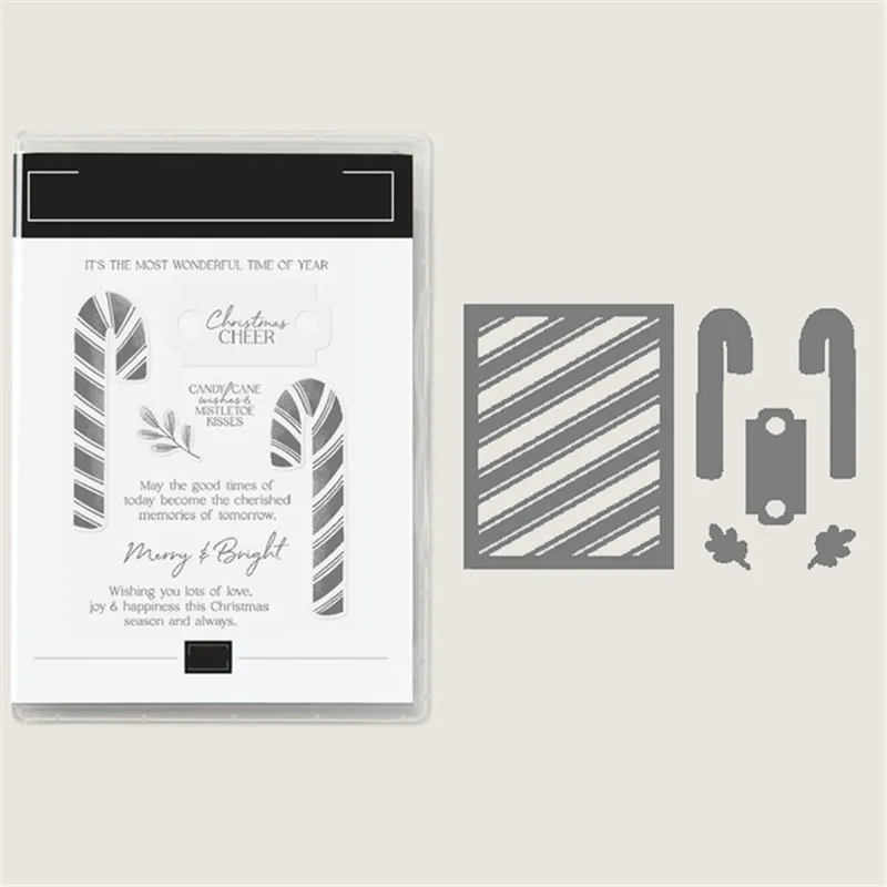 

A Cane Metal Cutting Dies And Rubber Stamps For Greeting Cards Embossing Handmade Scrapbooking DIY Christmas 2023 New Arrival