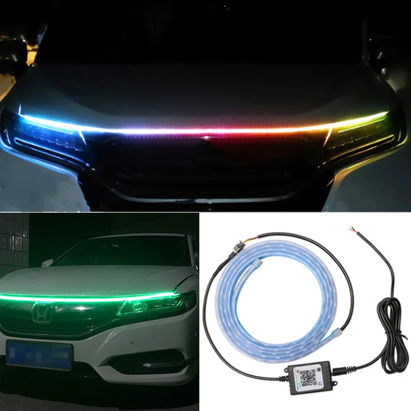 

Universal LED Waterproof Car Engine Hood Guide Decorative Light Bar Flexible DRL LED Strip Daytime Running Light Car Decoration
