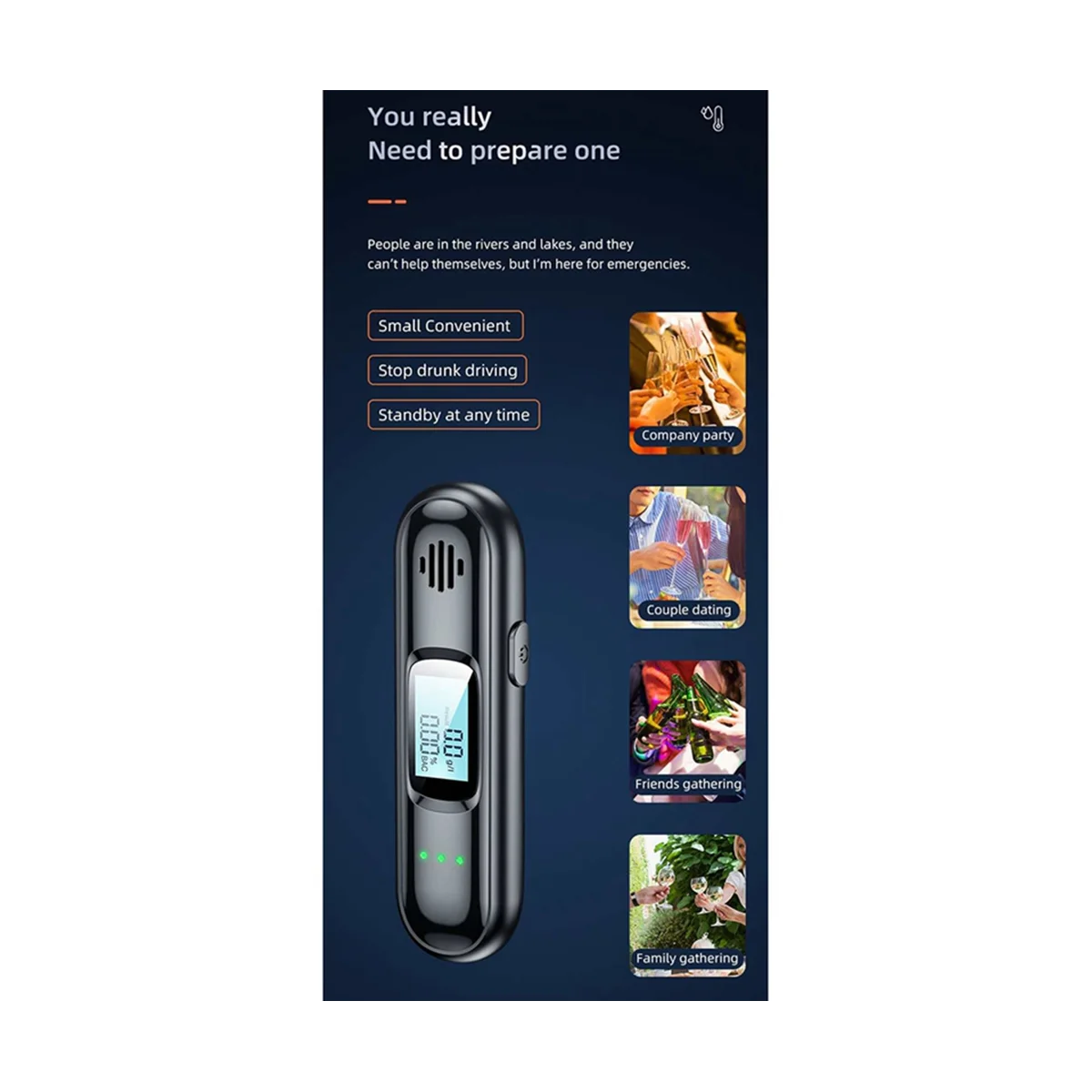 Портативный Бесконтактный алкотестер перезаряжаемый с фотоэкраном цифровой