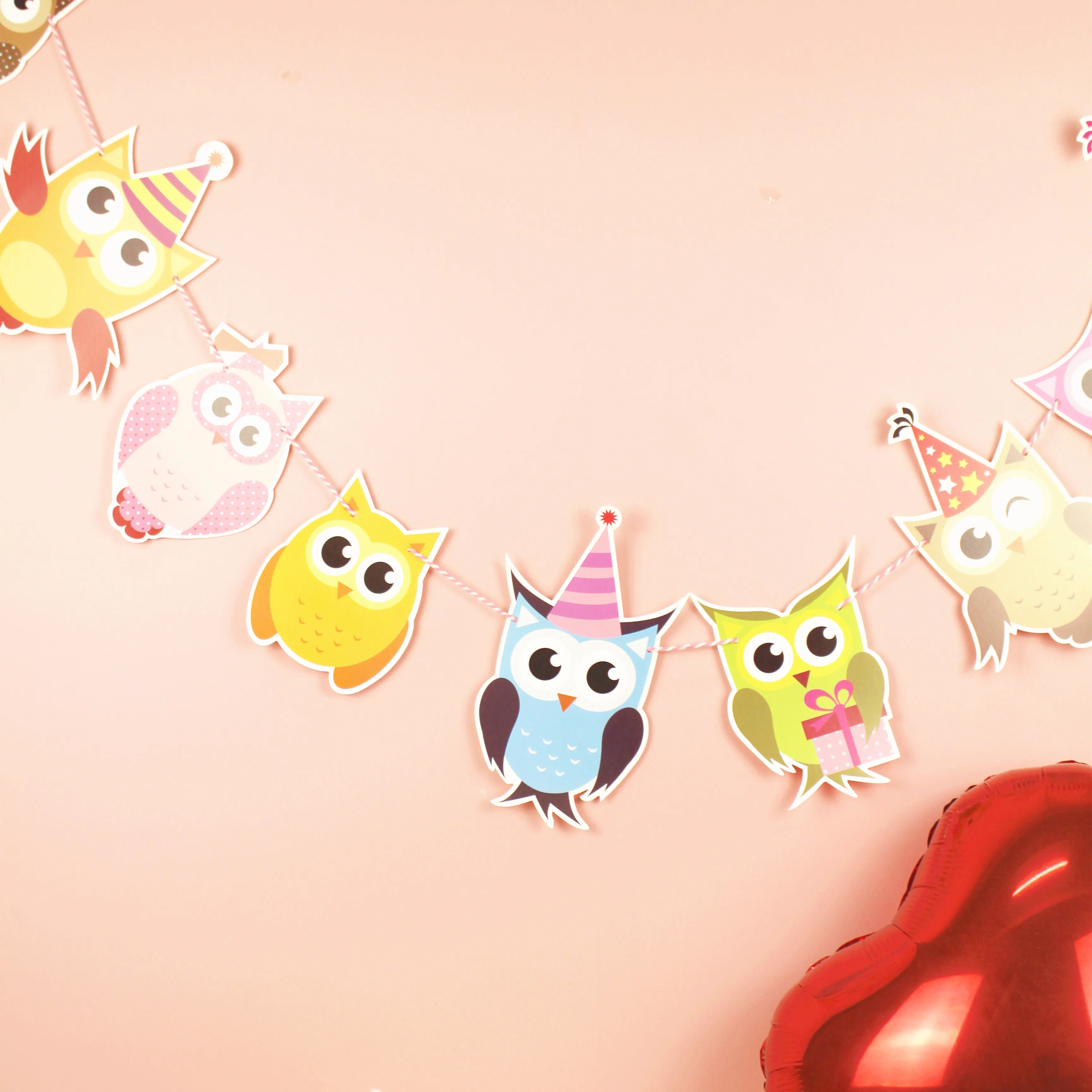 1 Набор С Днем Рождения бумажные флаги в виде совы флажки баннеры буквы гирлянды