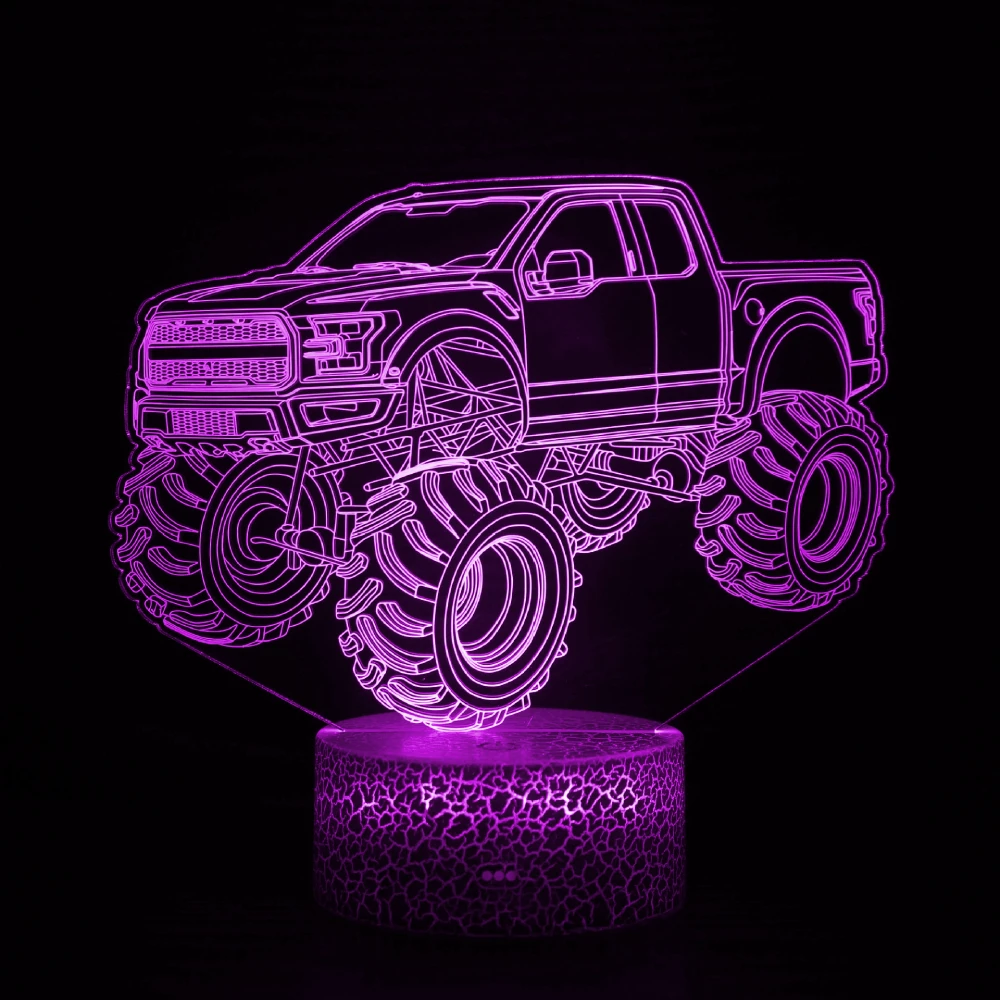 3D ночники Monster Trucks для детей детский ночник мальчиков 7 светодиодов меняющие