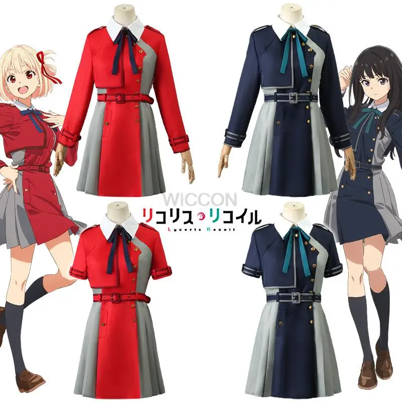 

Костюм для косплея Lycoris Recoil из аниме nishikier Chisato Inoue Takina, косплей, платье, Униформа, парик, костюм на Хэллоуин, костюмы для женщин