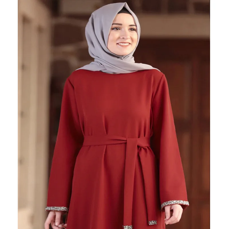 Turkish Abaya Muslim Women Long Sleeve Maxi Dress Vintage Kaftan Dubai Ramadan Traditional Islamic Arab Robe Jalabiya Solid Colo