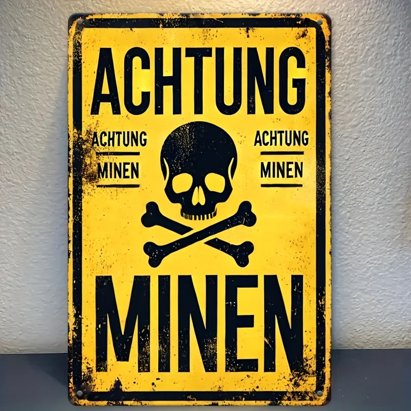 

Металлическая табличка Achtung Minen, желто-черная, алюминий