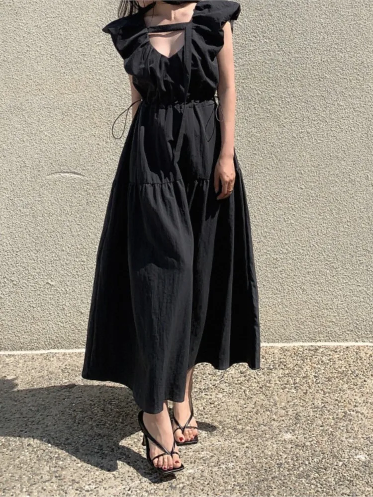 Летнее платье-трапеция без рукавов женские милые плиссированные Модные