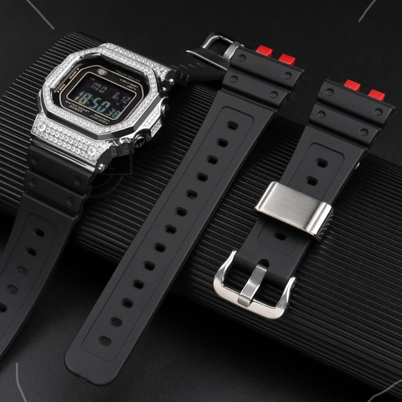Resin Strap For Casio G-SHOCK GMW-B5000 Men Watchband Black Waterproof Replacement Bracelet Watch Accessories